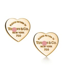 18K Return to Heart Tag Stud Earrings
