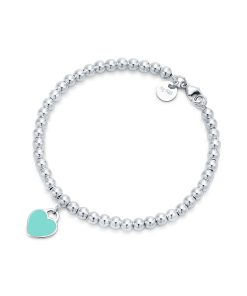 18K Return to Blue Heart Tag Bead Bracelet