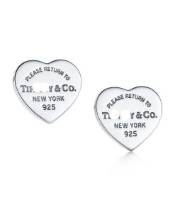 18K Return to Heart Tag Stud Earrings