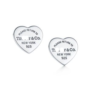 18K Return to Heart Tag Stud Earrings