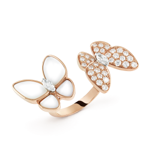 18K Two Butterfly Between the Finger Pearl Ring