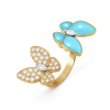18K Two Butterfly Between the Finger Turquoise Ring