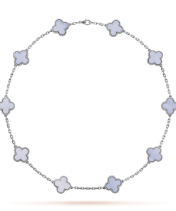 18K Vintage Alhambra Chalcedony 10 Motifs Necklace