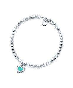 18K Return to Love Blue Heart Tag Bead Bracelet