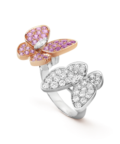 18K Two Butterfly Between the Finger Sapphire Ring