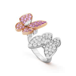 18K Two Butterfly Between the Finger Sapphire Ring