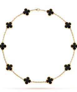 18K Vintage Alhambra Black 10 Motifs Necklace