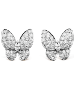 18k Two Butterfly Diamonds Earrings