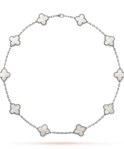 18K Vintage Alhambra Pearl 10 Motifs Necklace