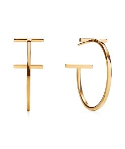 18K T Hoop Earrings