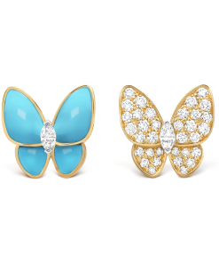 18k Two Butterfly Turquoise Earrings