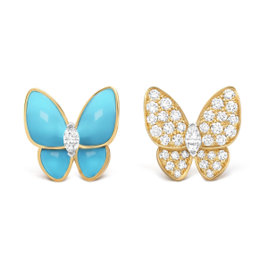 18k Two Butterfly Turquoise Earrings