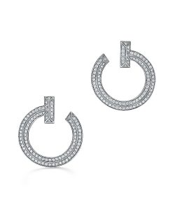 18K T T1 Open Hoop Earrings