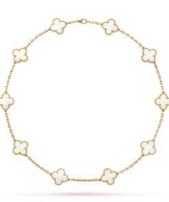 18K Vintage Alhambra Pearl 10 Motifs Necklace