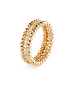 18K Yellow Gold Perlée Diamonds Ring