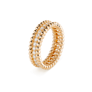 18K Yellow Gold Perlée Diamonds Ring