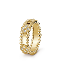 18K Yellow Gold Perlée Clovers Ring