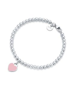 18K Return to Pink Heart Tag Bead Bracelet