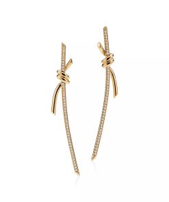18K T Knot Drop Diamonds Earrings