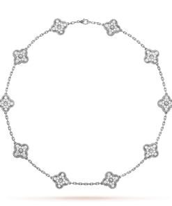 18K Vintage Alhambra Diamonds 10 Motifs Necklace