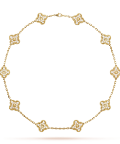 18K Vintage Alhambra Diamonds 10 Motifs Necklace