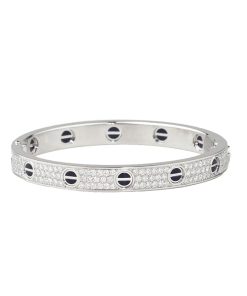 18K Cartier Love Diamond-Paved Ceramic Bracelet