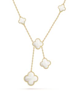 18K Magic Alhambra Six Pearls Motifs Necklace