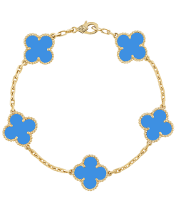 18K Vintage Alhambra Five Motifs Agate Bracelet