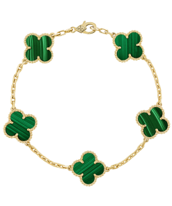 18K Vintage Alhambra Five Motifs Malachite Bracelet