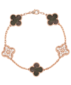 18K Vintage Alhambra Five Motifs Pearl Bracelet