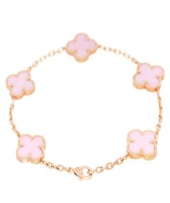 18K Vintage Alhambra Five Motifs Pink Opal Bracelet