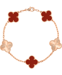 18K Vintage Alhambra Five Motifs Carnelian Bracelet