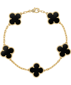 18K Vintage Alhambra Five Motifs Black Bracelet