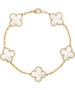 18K Vintage Alhambra Five Motifs Pearl Bracelet