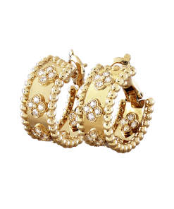 18K Perlée Clovers Hoop Earrings