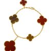 18K Lucky Carnelian and Tigers Eye Alhambra Bracelet