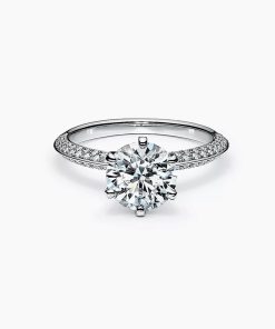 18K T Pavé Setting Engagement Ring