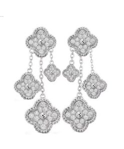 18k Magic Alhambra Four Diamonds Motifs Earrings
