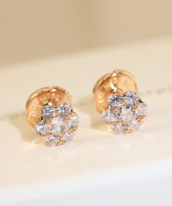 18K Flower Crystal Earrings