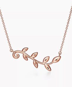 18K T Olive Leaf Vine Pendant Necklace