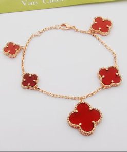 18K Magic Alhambra Five Carnelian Motifs Bracelet