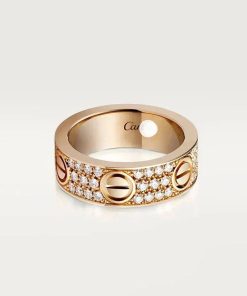18K Cartier Love Diamond-Paved 6.5mm Ring